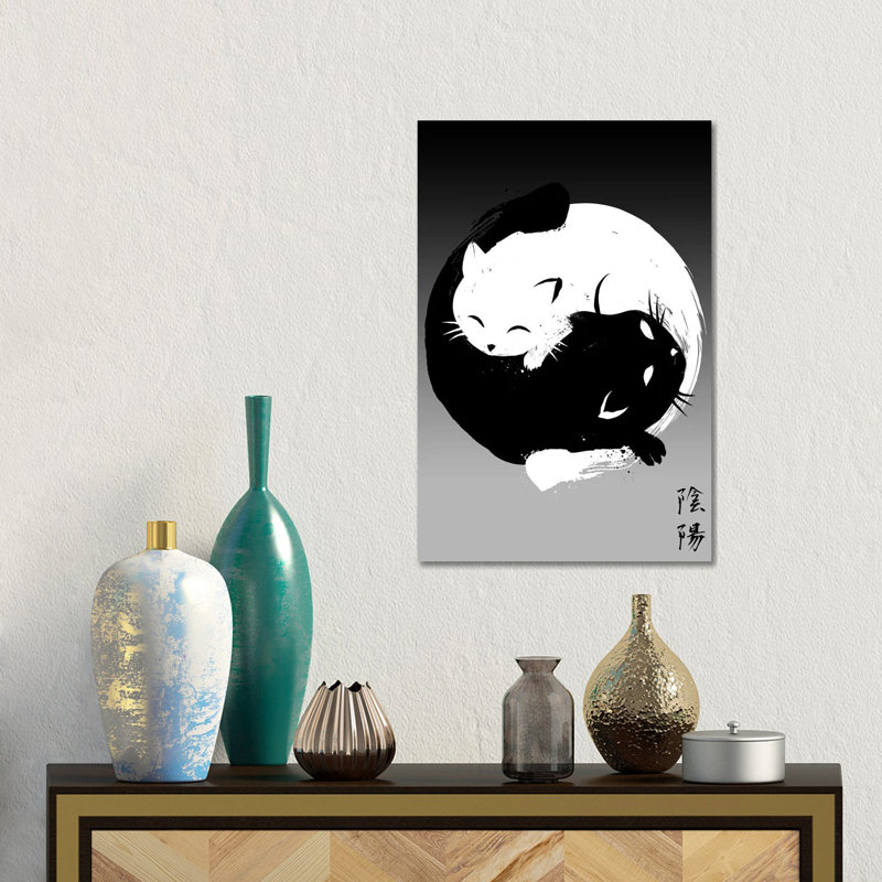 Yin Yang Cats, Wrapped Canvas, No Mat, 18" H x 12" W x 1.5" D