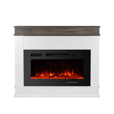 Electric Fireplace Mantel With 30" Fireplace 12 Colors Flame