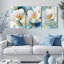 Floral avec décorations dorées, reproduction d'art sur toile abstraite (ensemble de 3)-89924076