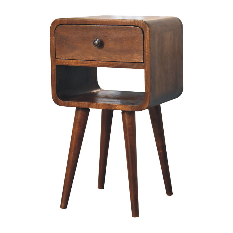 Bressyln 30cm W Solid Wood Bedside Table, Dark Brown