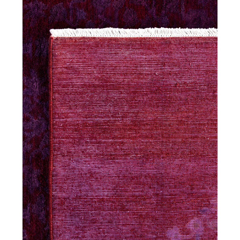 Tapis mauve en laine noué à la main 7 pi 10 po x 10 pi 7 po Byler