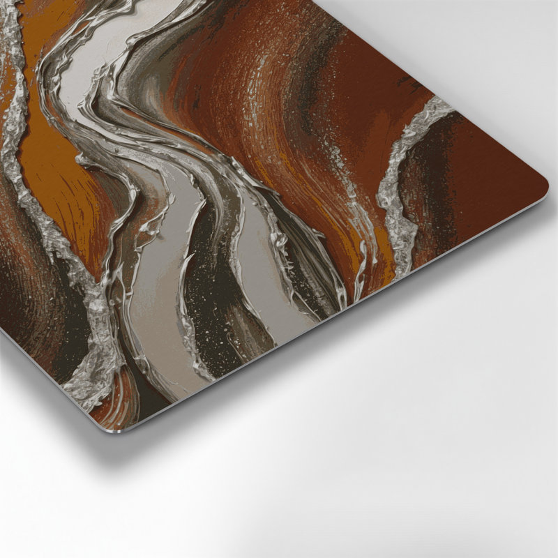 Abstrait couleur champ 80, art mural en métal brun, H 32 po x l 32 po