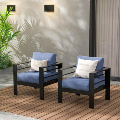 Kristina 28'' Wide Rectangle Aluminum Patio Sofa with Cushions