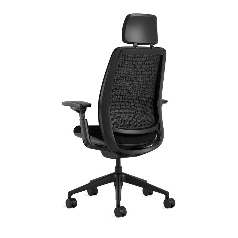 Steelcase Series 2 3D Microknit Airback Task Chair with Headrest, Persimmon/Nickel, Black, Carpet