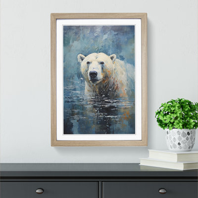 XYZ-FRM-V1223-5205 Polar Bear Modern - Single Picture Frame Print on Wood