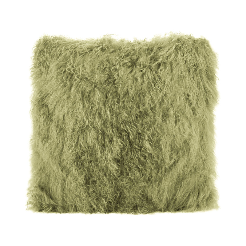 Tibetan Lamb Sheepskin Pillow by Outpost Original, 24" x 24", Moss Green