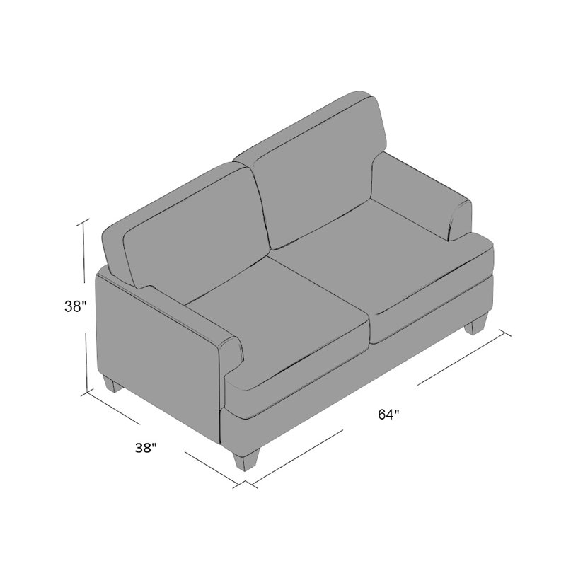 Mayzie 64'' Upholstered Loveseat, Soprano Radical / Peppercorn
