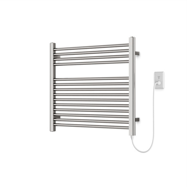 Denby Wall Mount Electric Towel Warmer, 27" H x 29.5" W x 5.19" D, Brushed Nickel