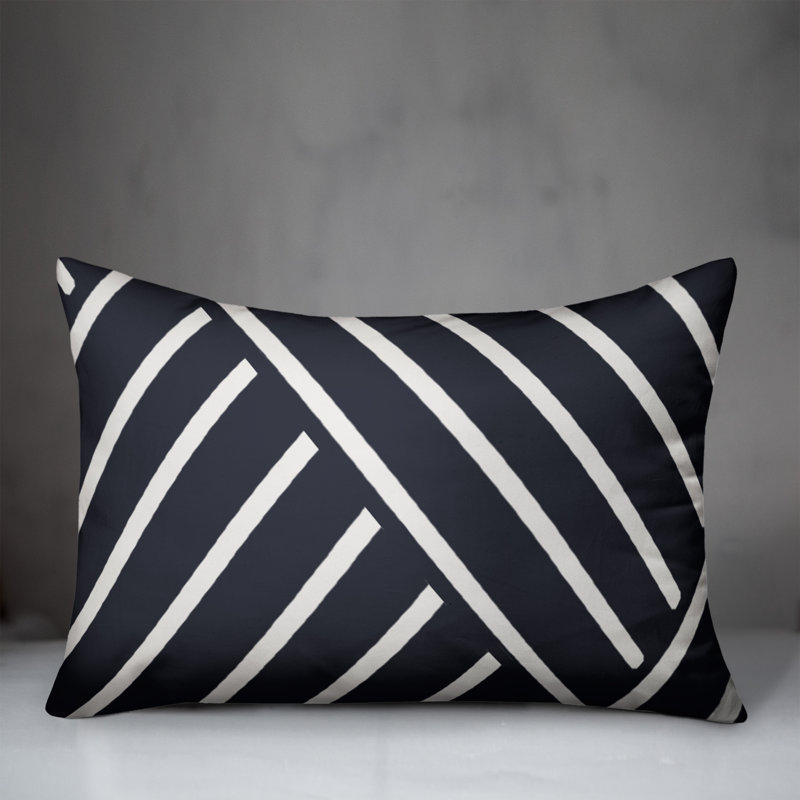 Gray Herringbone Outdoor Throw Pillow, Bleu marine, 14"H x 20"W