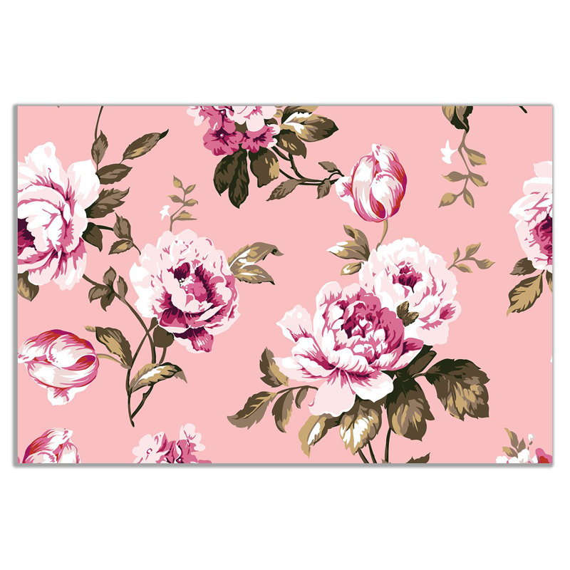 Pink Botanical Roses Shabby Elegance Vintage - Wrapped Canvas Print, 20cm H x 31cm W