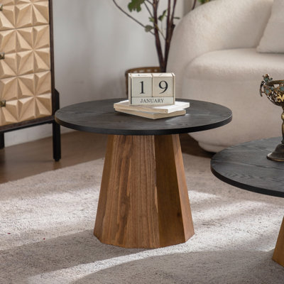 Table basse ronde en bois à piédestal robuste pour salon facile à assembler