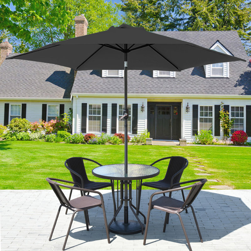 Prado Traditional Parasol, Black, 235cm H x 270cm W x 270cm D
