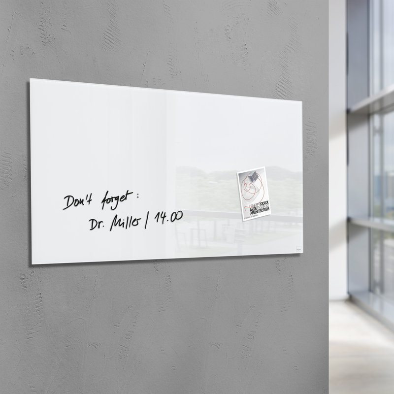 Artverum Wall Mounted Glass Board, 55cm H x 130cm W x 130cm L, White