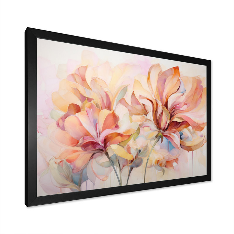 Coral Petal Symphony II - Abstract Botanicals, reproduction sur toile, Cadre simple noir, H 34 po x l 44 po x P 1,5 po
