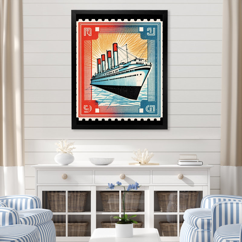 Impression sur toile encadrée rétro Vintage Stamo RMS Titanic I, H 40 po x l 30 po x P 1,5 po, Cadre photo noir simple
