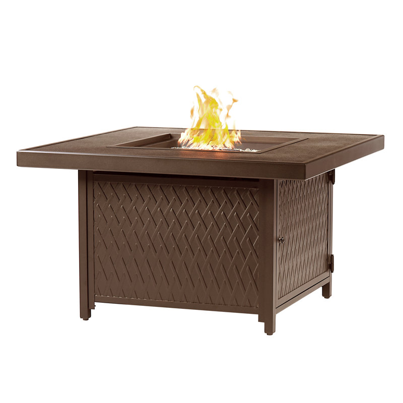 Carré Margarett X 42 po Foyer de table en aluminium au propane avec perles de verre, deux couvercles, couvercle, 55 000 BTU au fini gris