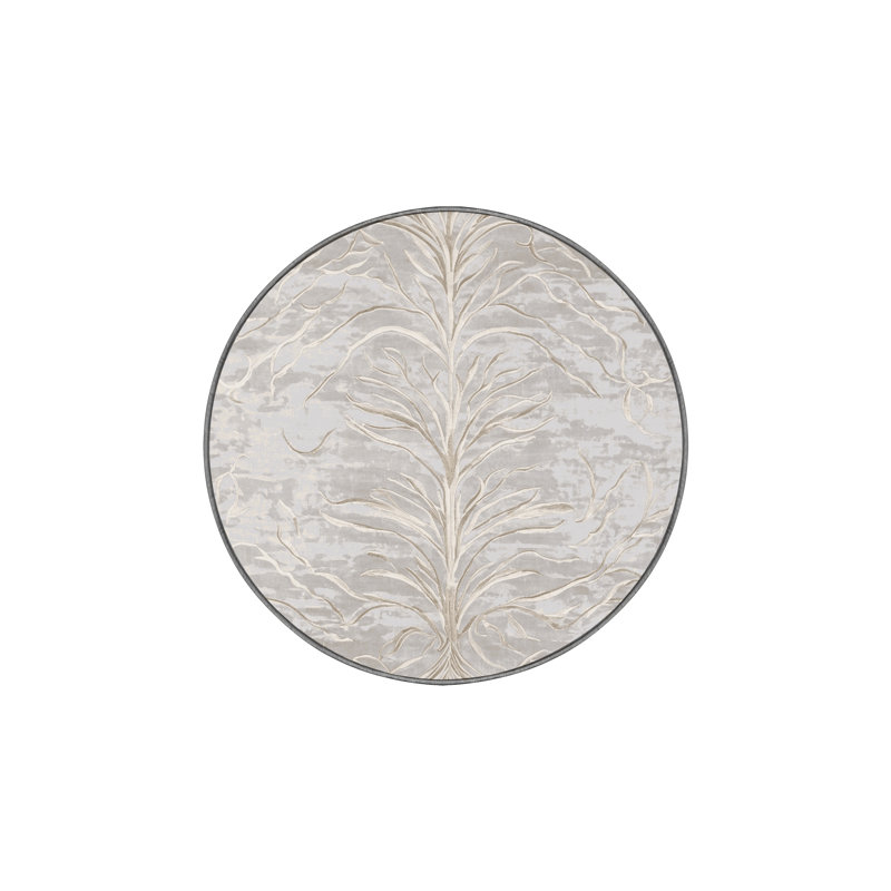 Tapis gris soyeux et moelleux, Rond 4 pi