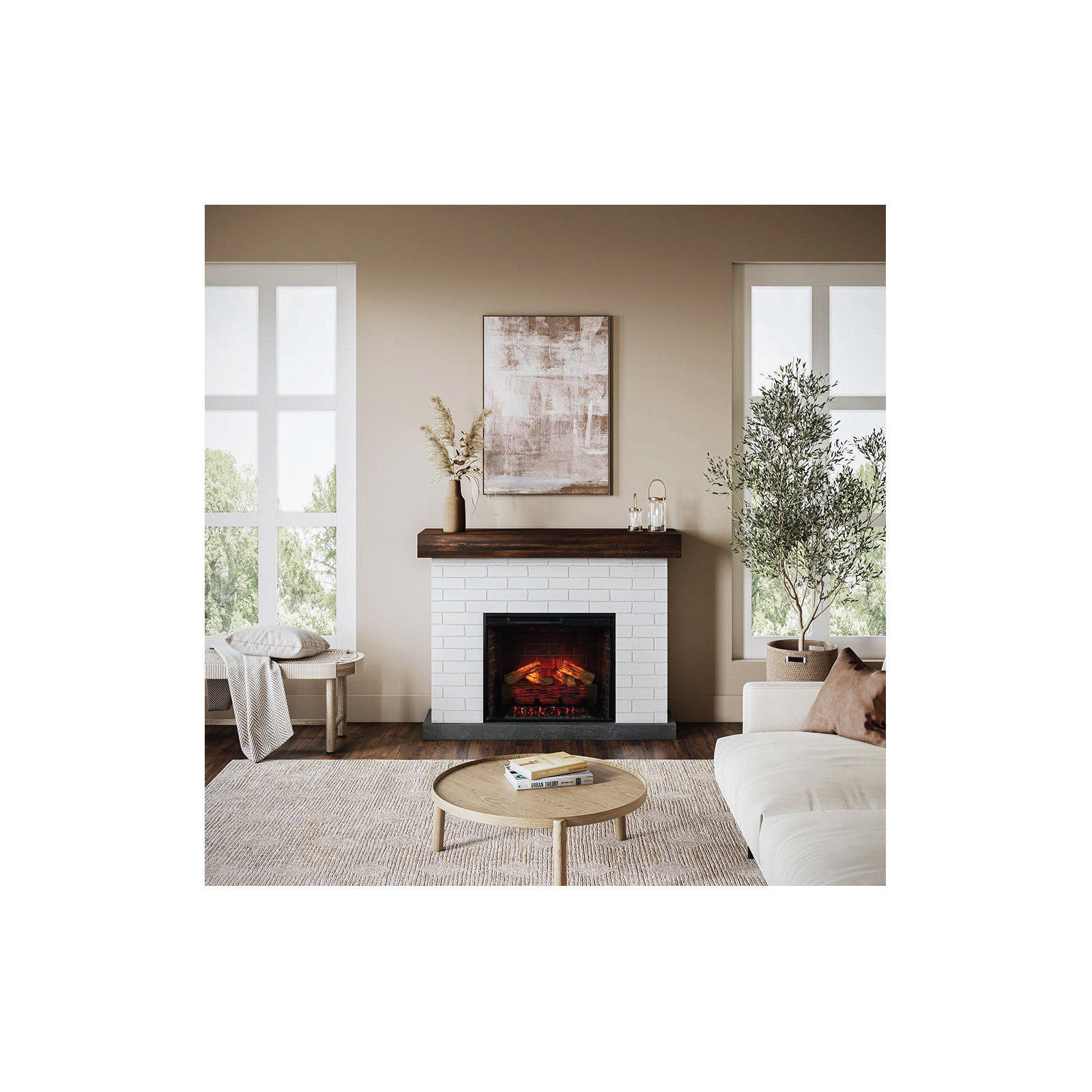 Country Living 28" Jackson White Brick Mantel