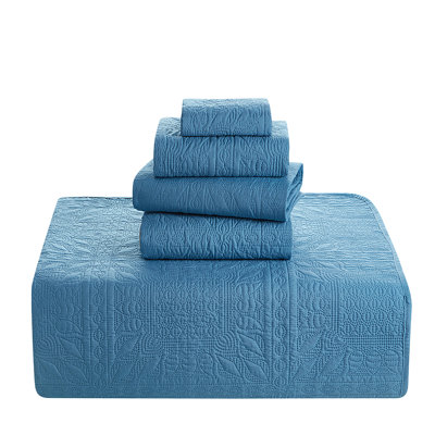 Grid Weave Premium Microfiber Reversible Quilt Set