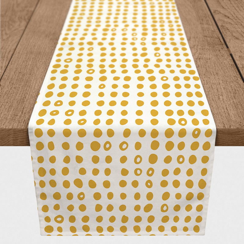 Devinn Polka Dots Table Runner, 90" x 16", Yellow