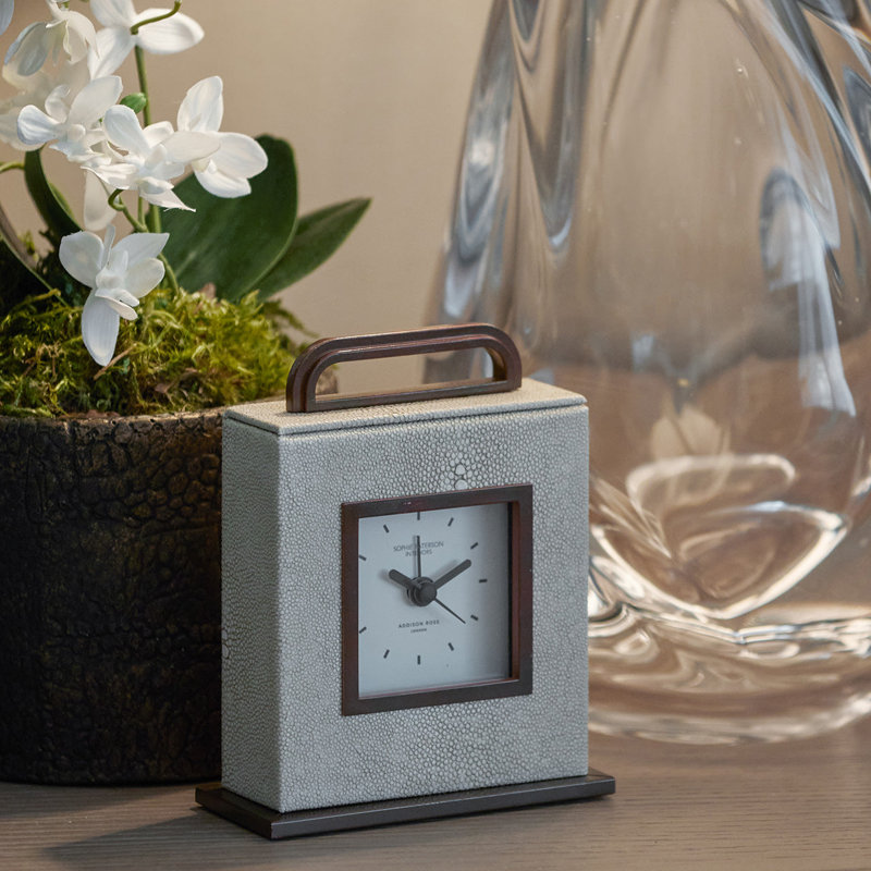 Horloge de table analogique analogique avec alarme, Crème / brun / blanc
