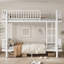 Lit superposé en métal Twin XL avec échelles, barrières de sécurité et structure tubulaire ronde, convertible en 2 lits, blanc-1446632229-1446632231