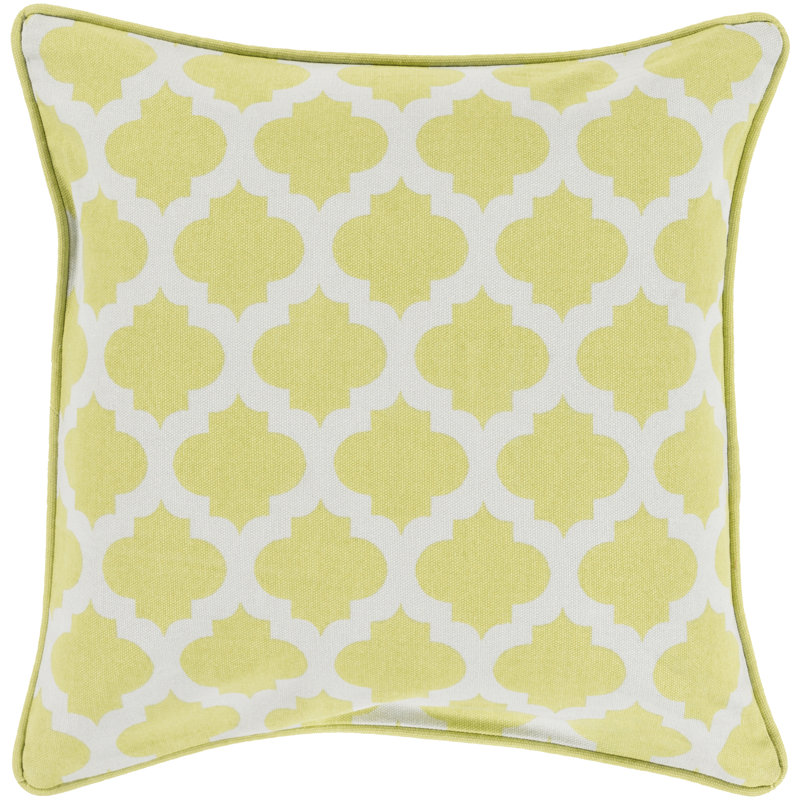 Housse de coussin en coton , 22 po x 22 po, Citron / gris clair