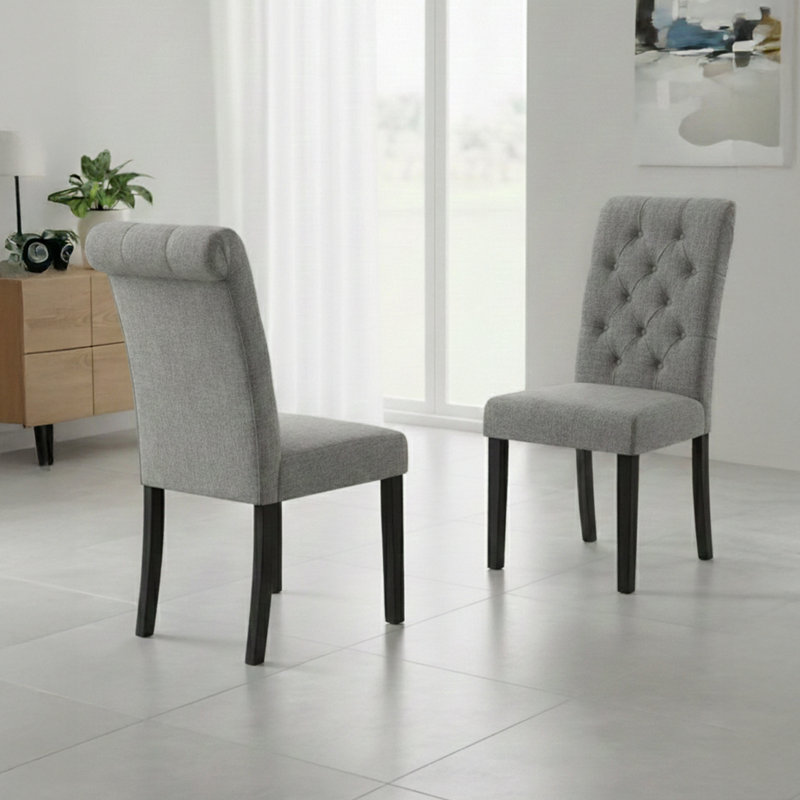 Chaise d'appoint rembourrée à dossier roulé Monarda, Gris