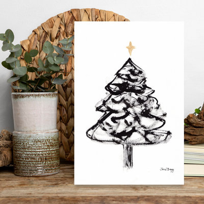 Contemporary Art Abstract Contemporary Christmas Tree Winter Landscape Wall Art by Janel Bragg - Wrapped Canvas Print