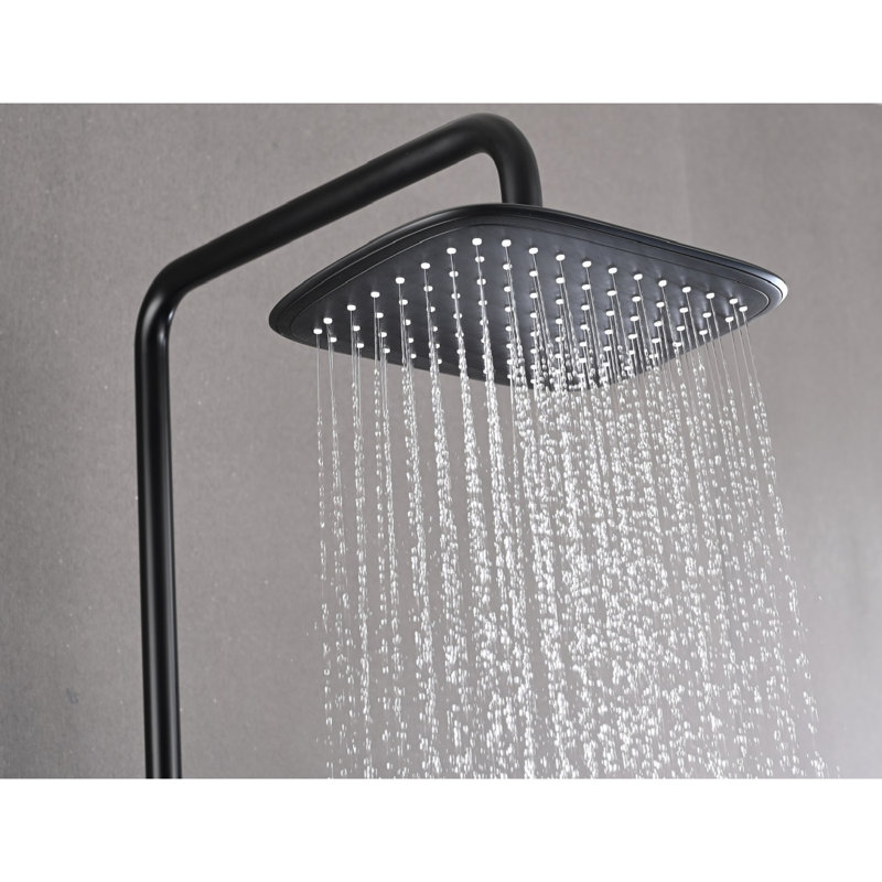 Douche de pluie thermostatique à 2 fonctions avec pomme de douche et robinet de douche à main en noir mat
