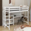 Lit mezzanine simple en bois avec tablettes, bureau et tableau d'écriture-1648960152