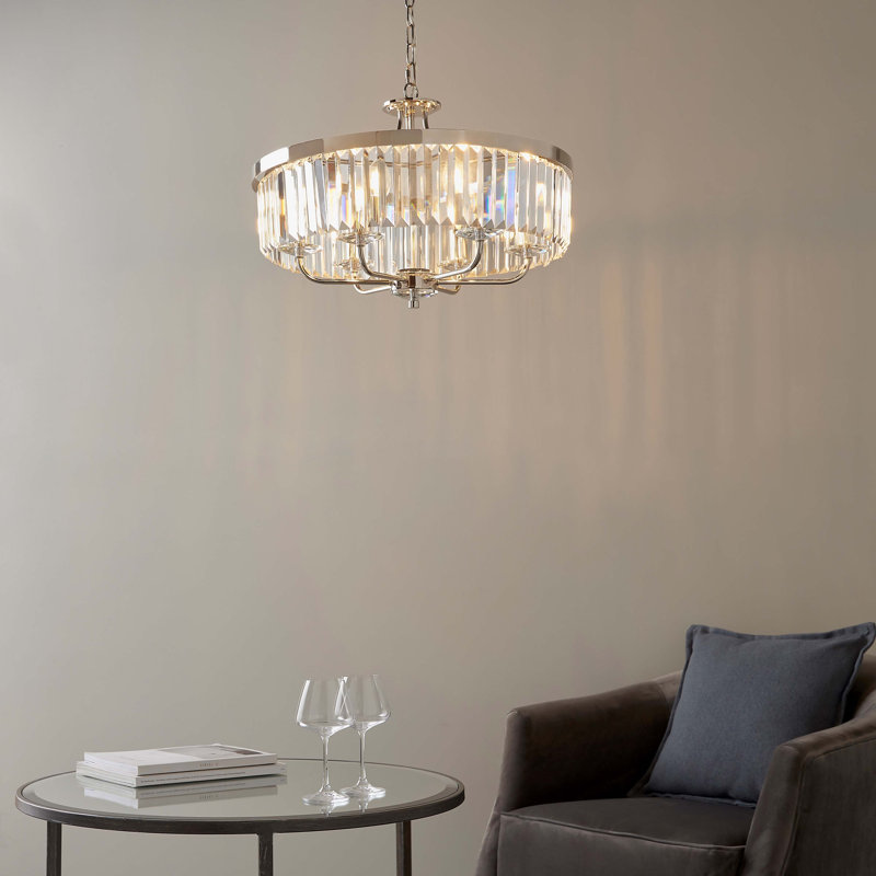 Bothell 6 - Light Crystal Chandelier, Bright Nickel