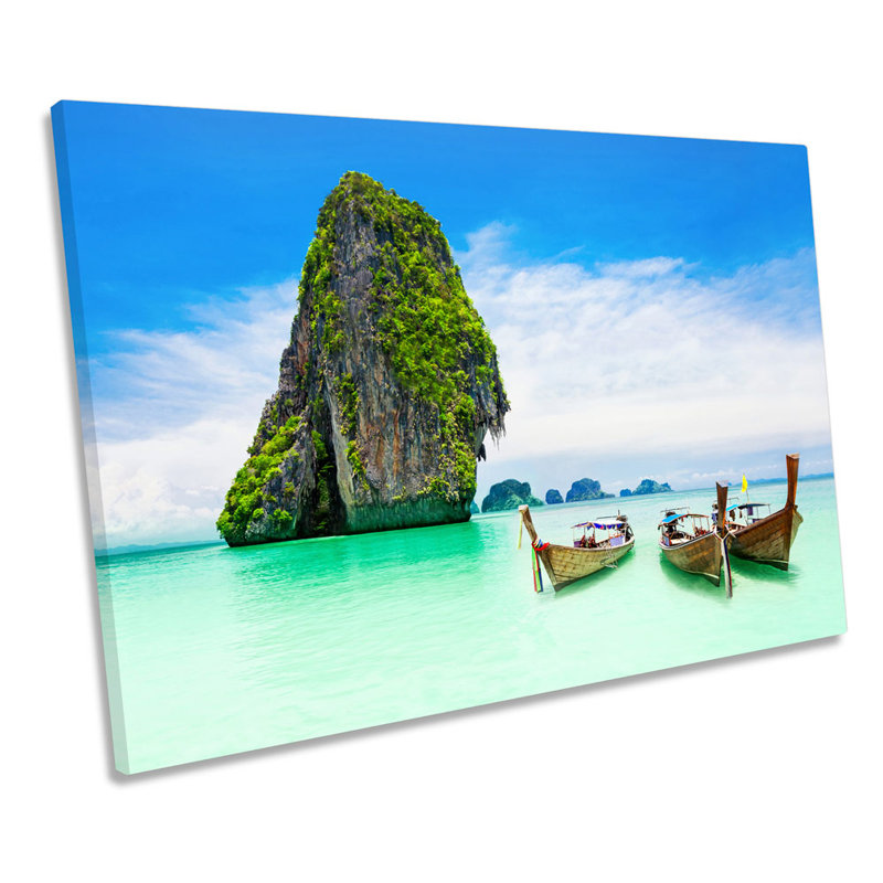 X5336 Paradise Beach Boats Thailand - Wrapped Canvas Print, 30.5cm H x 45.7cm W x 2cm D