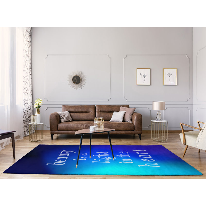 Tapis en polyester à citation inspiration multicolore, Rectangle 5 pi x 7 pi