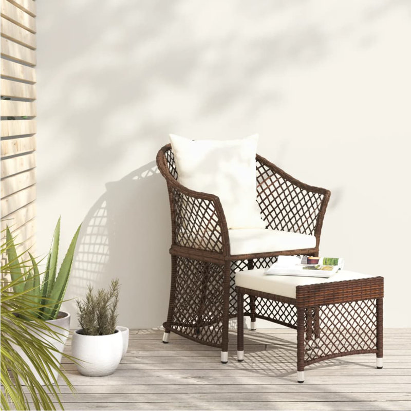 Chaise de patio avec coussins, Noir, Blanc