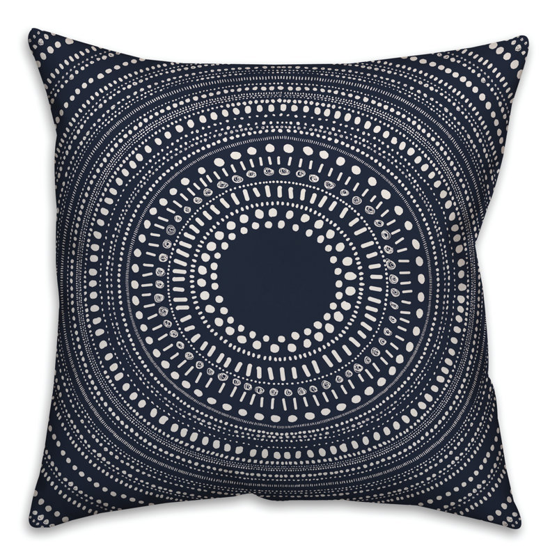 Damask Reversible Throw Pillow, 18" x 18", Navy