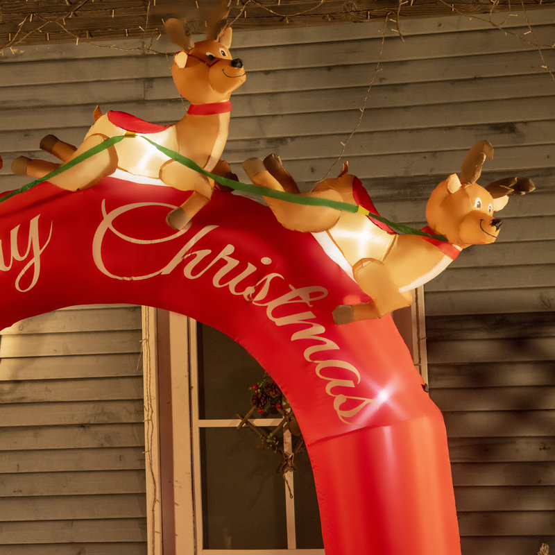 Décoration de Noël gonflable de 9 pi avec arche avec père Noël et traîneau