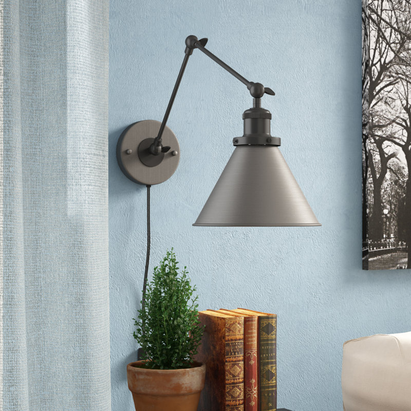 Rackerby Zinc Alloy Dimmable Wall Sconce, Dark Grey