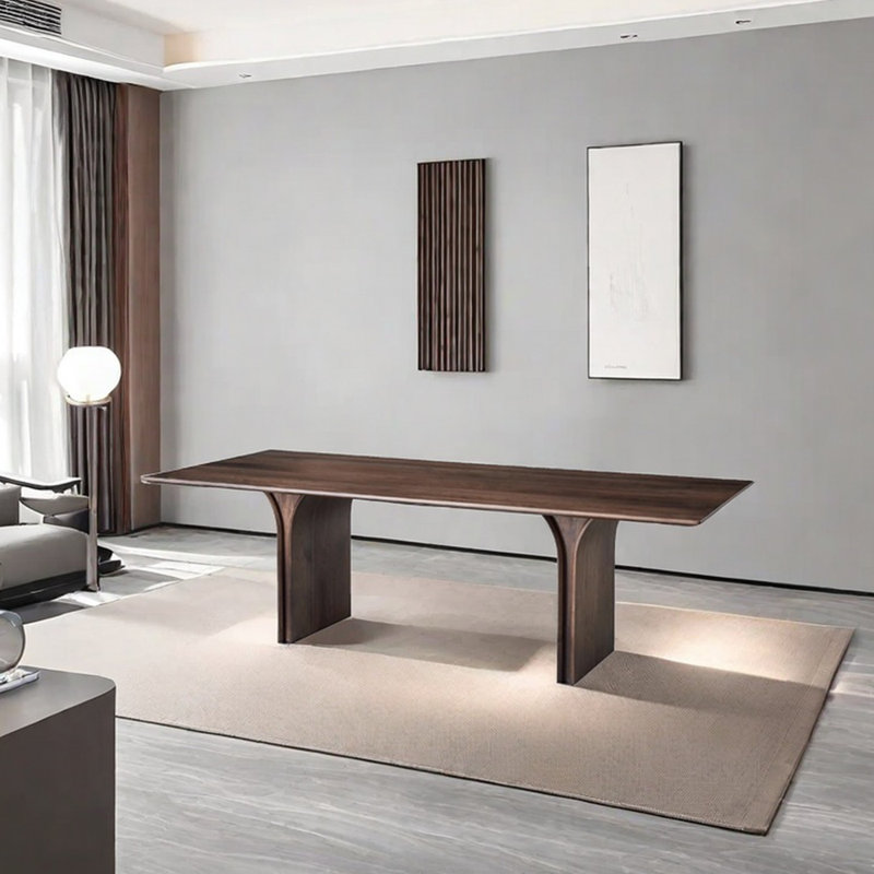 Table de salle à manger rectangulaire en noyer, H 29,53 po x L 70,87 po x l 31,5 po