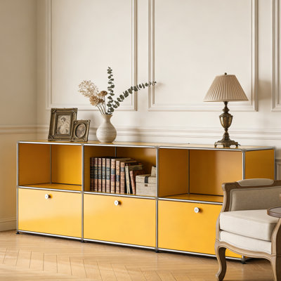 Meuble télé modulaire avec rangement et classeur en métal 