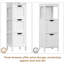 Rangement moderne pour salle de bain autoportant avec 3 tiroirs et 2 tablettes ouvertes-124582176