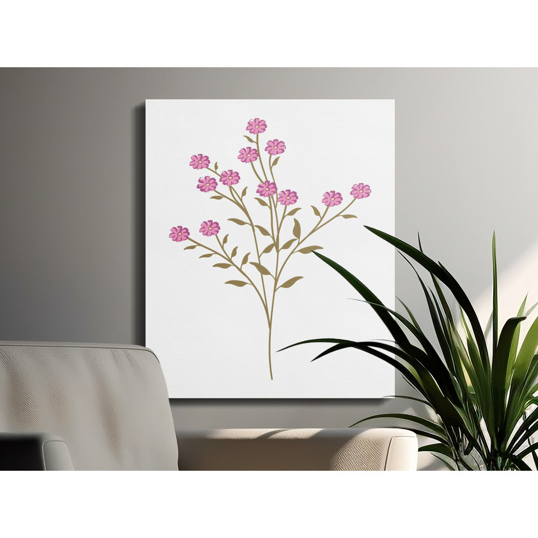 Pink Floral Canvas Wall Art, Botanical Print, Gallery Wrapped, Ready to Hang, Archival Ink, Modern Decor, Living Room Art, Flower Canvas