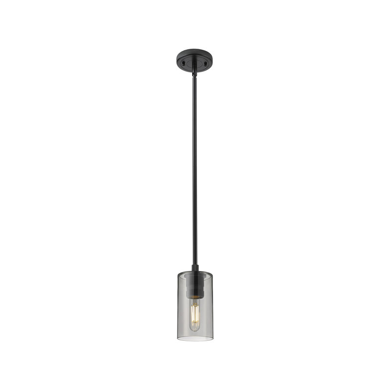 Luminaire suspendu Crown Point Light, Noir mat, H 8,38 po x l 4,5 po x P 4,5 po, Plaqué couleur fumée