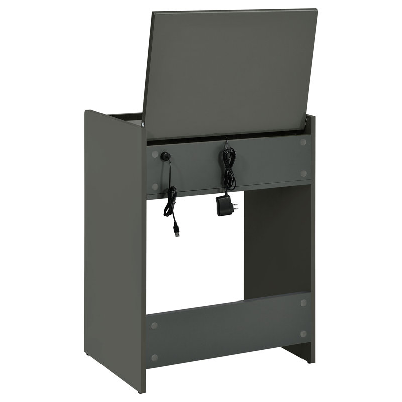 Aurianne 3-Drawer Makeup Vanity & Stool Set, Gray