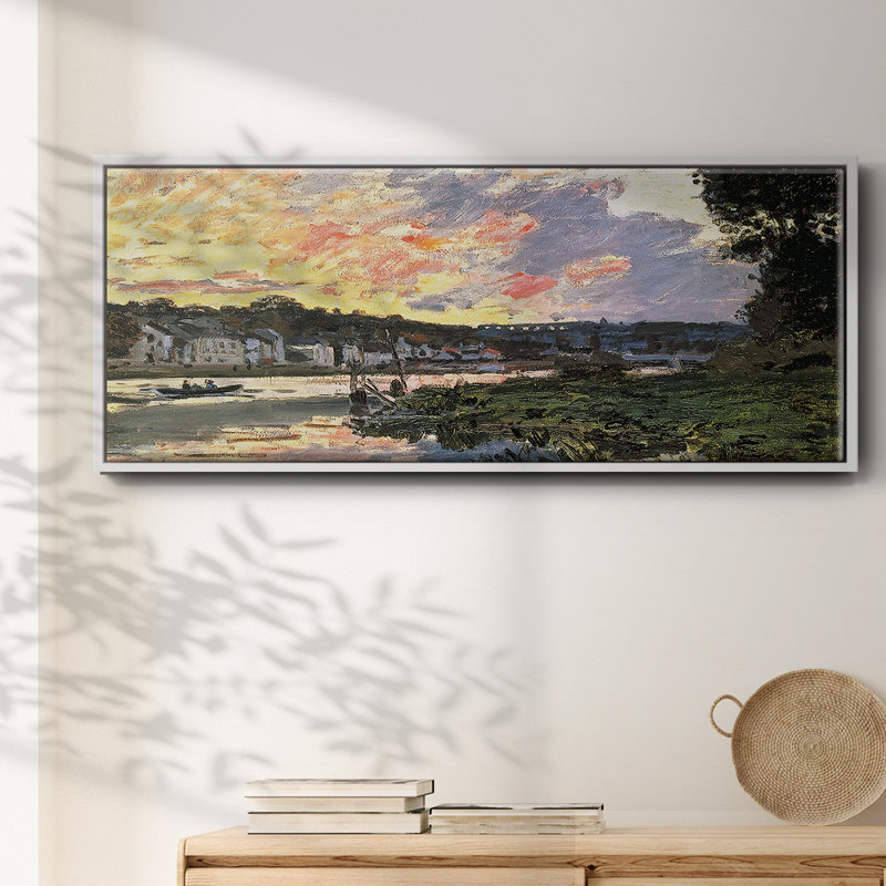 The Seine at Bougival in the Evening, 1870- Framed Canvas