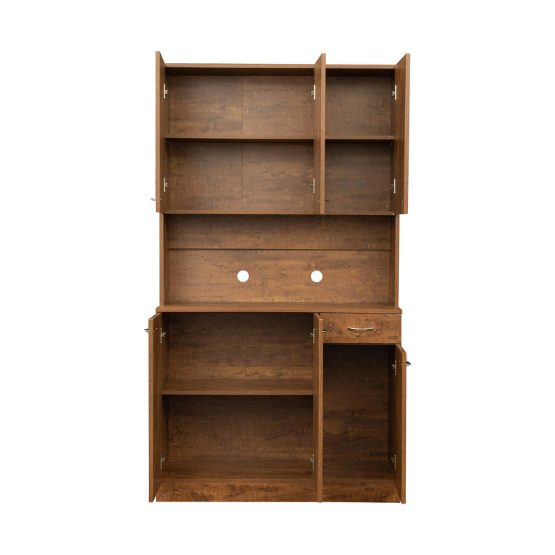 70,87 "de hauteur avec garde-robe et armoire de cuisine, avec 6 portes, 1 tablette ouverte et 1 tiroir pour la chambre à coucher, noyer