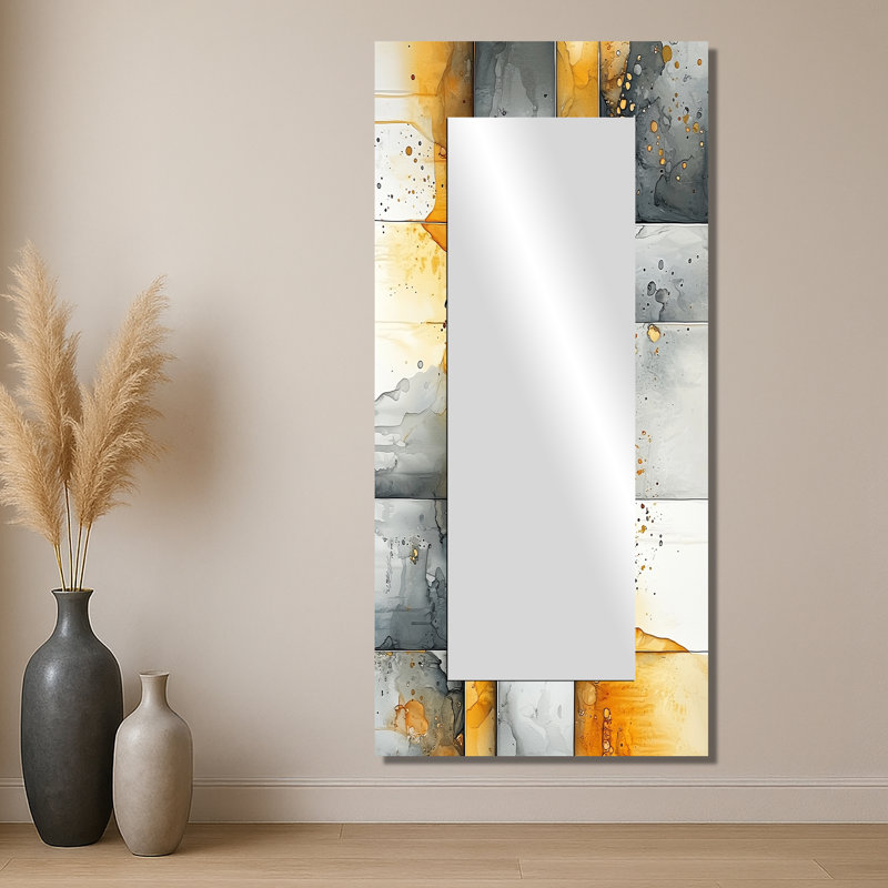 «Geometric Pulse Of Hard Edge Paint», peinture d'art sur miroir, impression sur métal, 28 po x 60 po