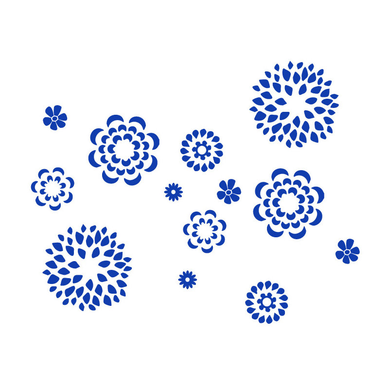 Adhésif décoratif motif floral, H 38 po x l 48 po x P 0,01 po, Bleu foncé