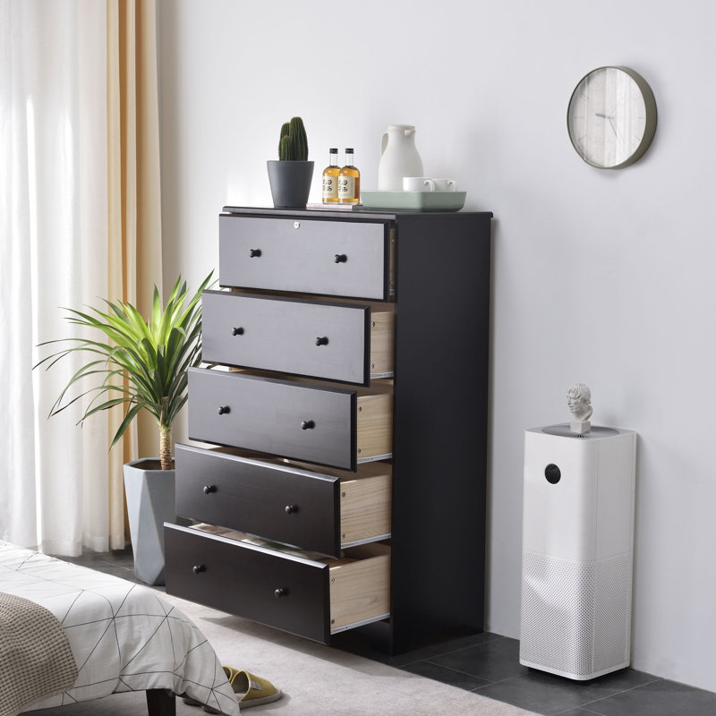 Commode 5 tiroirs Snedeker, Brun