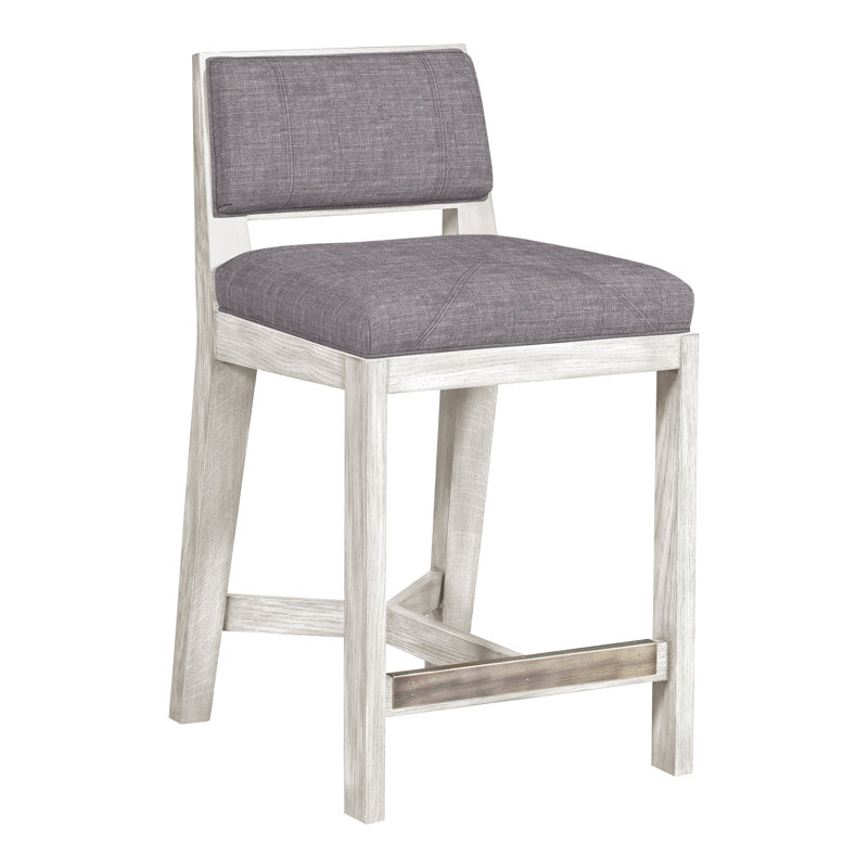 Thom Filicia Solid Wood 26.5" Counter Stool, Casa Blanca, Nomad Slate Crypton® Chenille